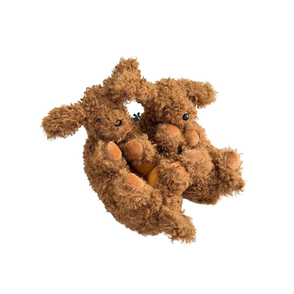 Oooh Geez Doodle‎ Hugs Brown Dog Plush Lounge Slippers Womens 7 8 NWT New